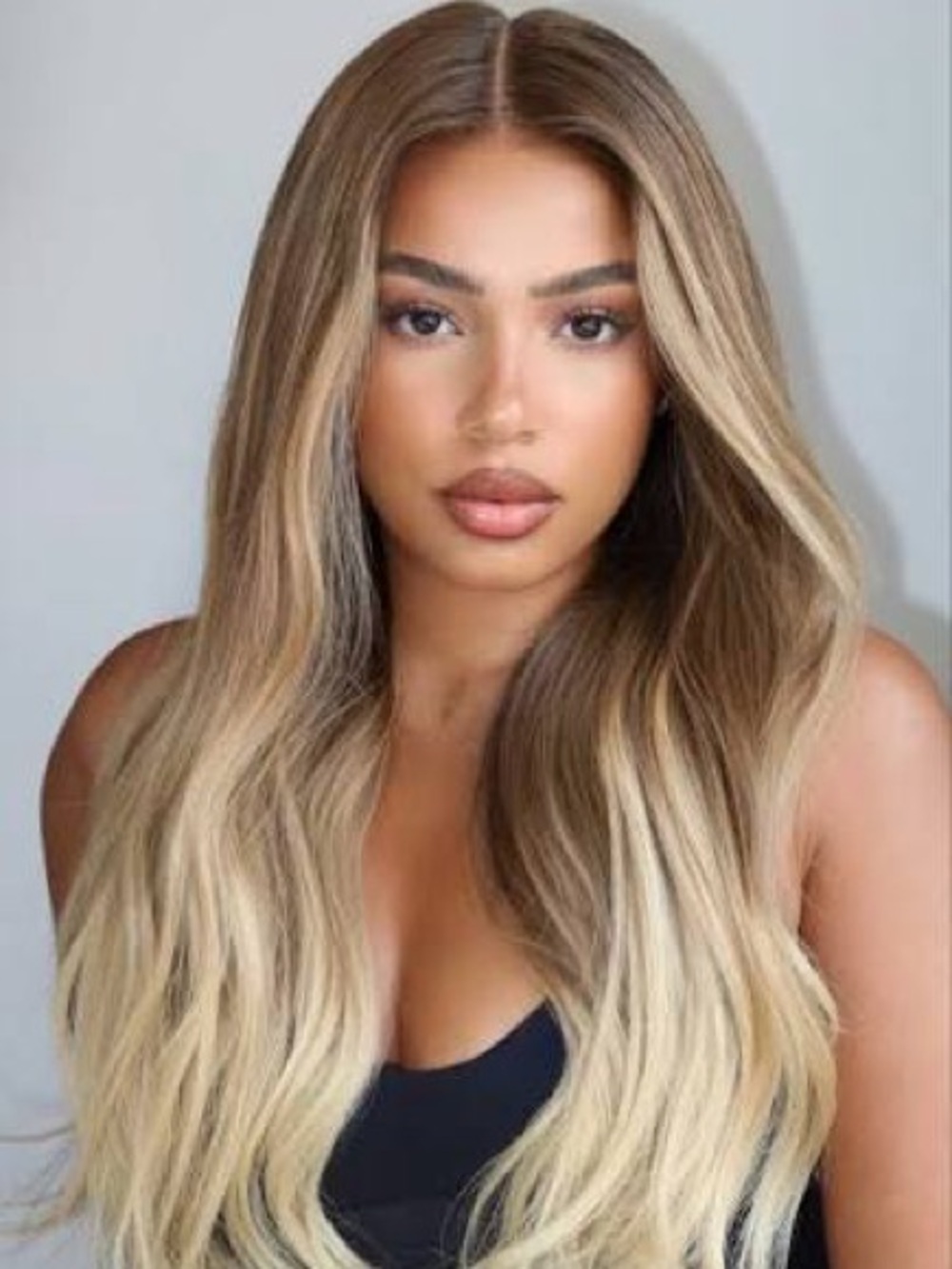Long Ombre Blonde Lace Front Wig - Brown to Platinum Blend